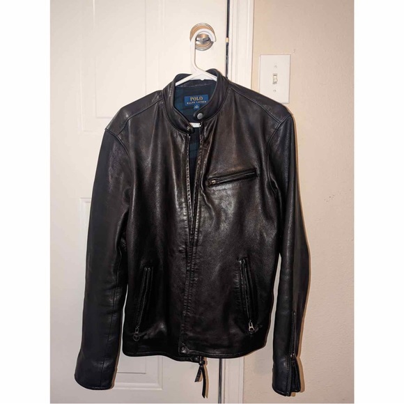 Polo Ralph Lauren Lambskin Café Racer Leather Jacket - Picture 3 of 13